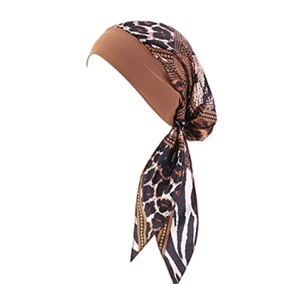 Image of Zhiyao Women&#039;s Printed Head Scarf Turban Headwear Chemo Beanie for Cancer Hair Loss, 2 coffee, One Size