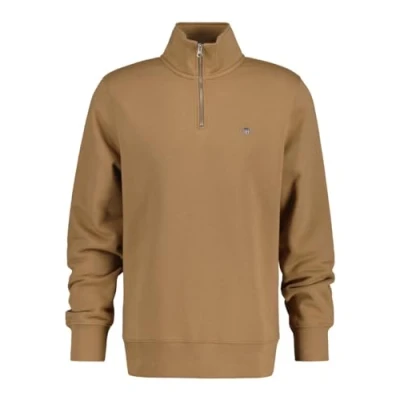 Image of GANT Mens Half Zip Sweatshirt Khaki 213 L