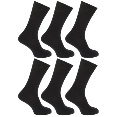 Image of 6 x Mens 100% Cotton LOOSE Wide Soft Top No NON ELASTIC Short mid calf SOCKS Sizes 11/11 13 Helps Diabetics Black/White/Lights/Darks (11 Bigfoot, Black)