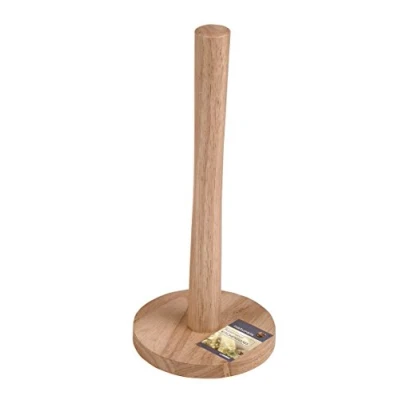 Image of New Wooden Lightweight &amp; Strong Rubber Wood Kitchen Towel Paper Roll Holder Stand