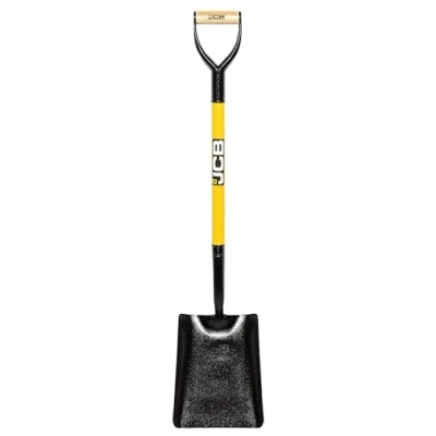 Image of JCB Professional Solid Forged Shovel No 2 Square Mouth Site Master Metal Long Handle Heavy Duty and Gardening Tools 3 Year Standard Warranty