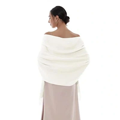 Image of RIIQIICHY Ladies Ivory Scarf Pashmina Shawls and Wraps for Wedding Scarfs Women Winter Warm