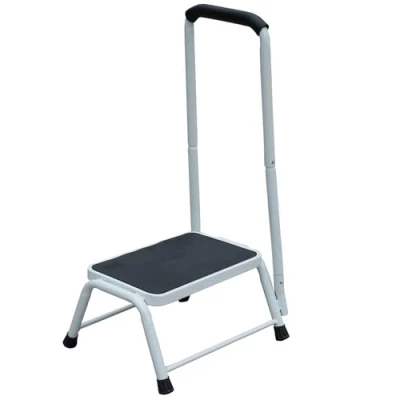 Image of Gr8 Home Single Step Caravan Stool Steel Non Slip Entry Door Ladder Car Van Motorhome Camper Kitchen Bathroom With Safety Grab Rail Banister Bar Handrail Support