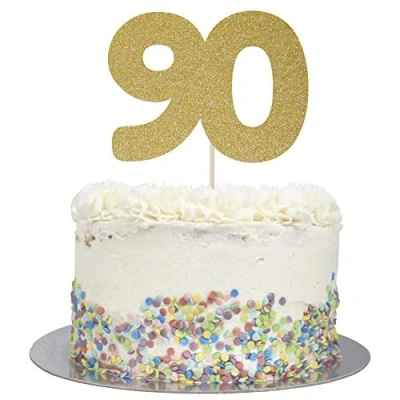 Image of Large Number 90 Glitter Cake Topper (Gold Glitter)