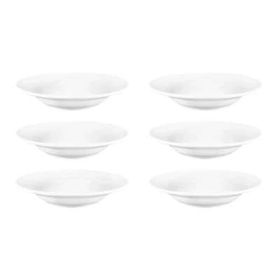 Image of Olympia Athena Hotelware Rimmed White Soup and Pasta Bowls 210ml, Pack of 6, Diameter: 228mm / 7 1/4 inch, Chip Resistant, Catering Restaurant Grade CC214