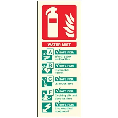 Image of Caledonia Signs Water mist extinguisher identification Photoluminescent Self Adhesive Sign
