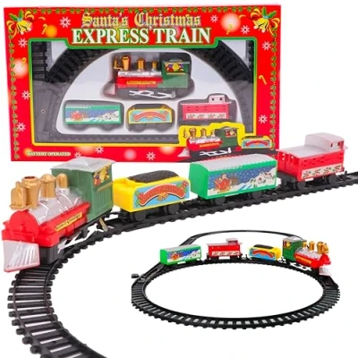 Image of Toyland® 9 Piece Battery Operated Christmas Train Set 57cm Track Toys
