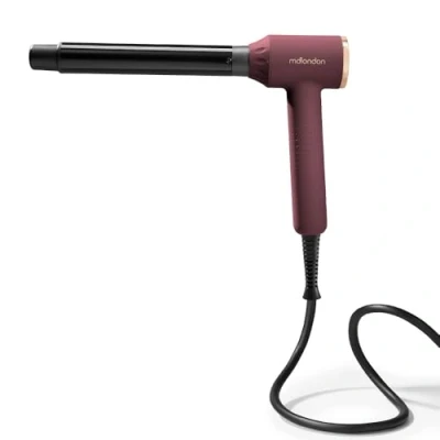 Image of mdlondon CURL Hair Curling Wand (Berry). 4 in 1 Curler with 10mm, 25mm, 32mm &amp; Reverse Conical Barrels. Waver 14 Heat Settings, Carry Case Mat Genuine Iron
