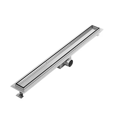 Image of Milano Tile Insert Linear Brushed Stainless Steel Shower Drain 800mm