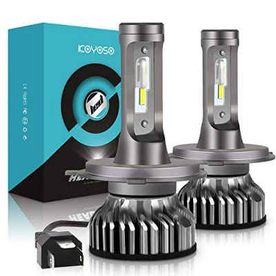 Image of H4 LED Headlight Bulbs, 10000LM Car Motorcycle Headlamp Front Light Direct Halogen Replacement, Xenon White 6000K 12V, 2 Lamps