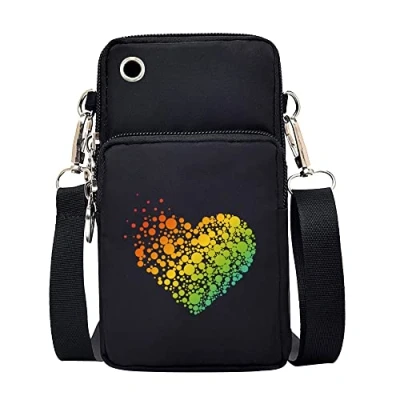 Image of FINDING CASE Love Women Girls men Zipper Waterproof Nylon 3 Layers Crossbody Bags Wallet Cellphone Purse Shoulder Bag Wristlet Handbags Adjustable Strap (Heart Bubble)