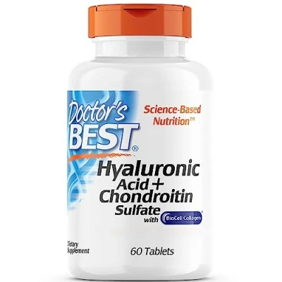 Image of Doctor&#039;s Best, Hyaluronic Acid with Chondroitin Sulfate, High Dose, 60 Tablets, Lab Tested, Gluten Free, Soy Non GMO