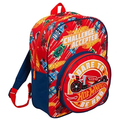 Image of Hot Wheels Backpack For Kids Large Cars School Travel Sports Bag with Drinks Holder