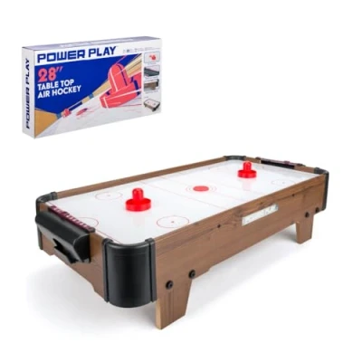 Image of Power Play Air Hockey Table Game, Wooden Portable Toys Game for Kids and Adults, 28inches, Brown