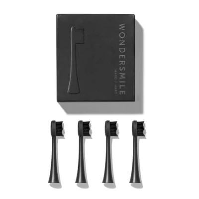 Image of Wondersmile Replacement Sonic Toothbrush Heads (Hard, Ultimate Black, Pack of 4) Brush for