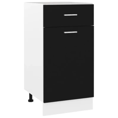 Image of vidaXL Kitchen Cabinet Home Equipment Indoor Furniture Appliance Tool Storage Shelf Organiser Morden Cupboard Black Chipboard