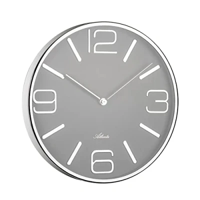 Image of Atlanta Modern Quartz Wall Clock 30 cm Metal Mineral Glass Grey Dial 4515/4