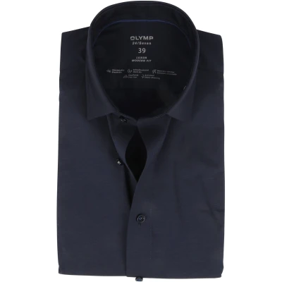 Image of OLYMP Luxor Modern Fit Jersey Stretch 24/Seven Navy Shirt Dark Blue size 37