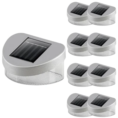 Image of GEEZY LED Solar Fence Lights Outdoor Garden Waterproof Wall Deck Patio Yard Decoration Set of 8