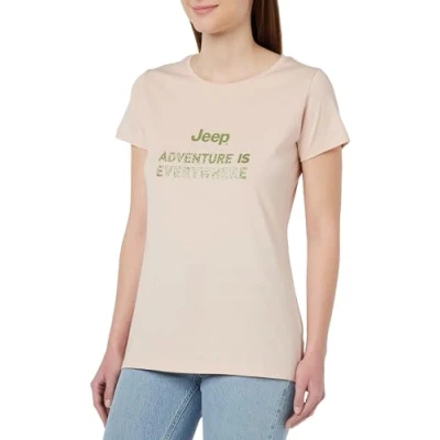 Image of JEEP Women&#039;s J Woman T Shirt Adventure is Everywhere Log Large Print J23W, Powder Rose, S