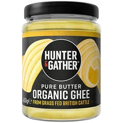 Image of Hunter &amp; Gather Certified Organic Ghee from Grass Fed British Cows 450g Sugar, Gluten Seed Oil Free Low Lactose content Keto, Carb Paleo