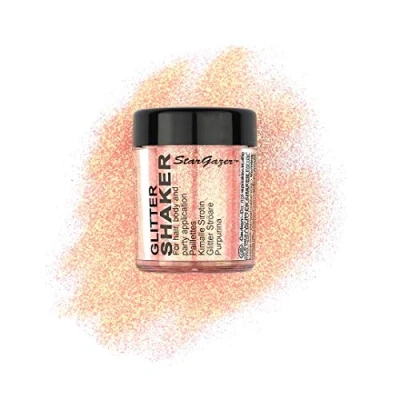 Image of Stargazer UV glitter Shaker, Orange. Cosmetic powder for use on the eyes, lips, face, body, hair and nails.