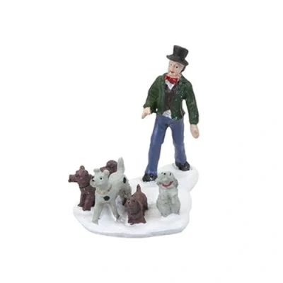 Image of PMS Christmas Hand Crafted &amp; Painted Festive Figurines/Ornaments Range (Dog Walker)
