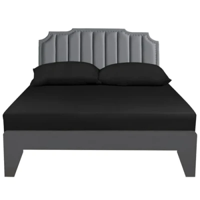 Image of Lirex Fitted Sheet, Single Size 100% Cotton 300 Thread Count Soft Breathable Black