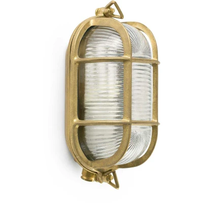 Image of Cabo 1 Light Outdoor Bulkhead Wall Brass IP65, E27