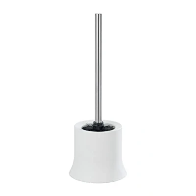 Image of Wenko 18751100 WC Brush Set Basic White, Plastic, 14 x 38 cm, White