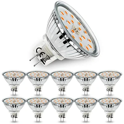 Image of Allesgute 10x 5W GU5.3 LED Light Bulbs, MR16 Bulbs Warm White 3000K, 450lm Bright Energy Saving Bulb Eqv.45W Halogen Spotlight, 12V Bi Pin Spot 120 Beam Angle