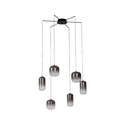 Image of Lucande LED pendant light Avelina, smoke grey, 6 bulb