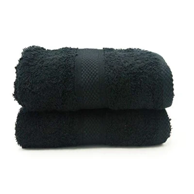 Image of Lex&#039;s Linens Pack of 2 100% Combed Cotton Black Hand Towels