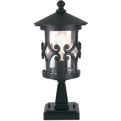 Image of Hereford 1 Light Outdoor Pedestal Black, E27