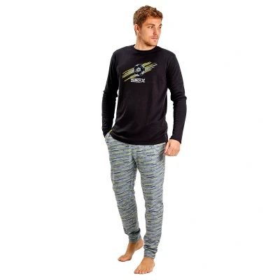 Image of Munich Mens Long Sleeve Winter Pajamas MUDP0451 Black Size 2XL