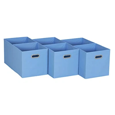 Image of Household Essentials, Light Blue 6 Pack Fabric Storage Bins with Handle