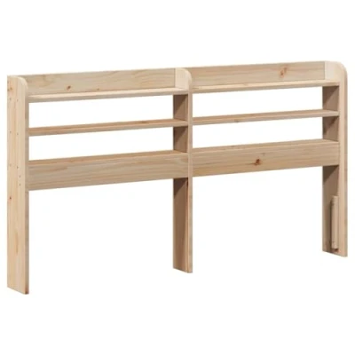 Image of vidaXL Headboard with Shelves 150 cm Pine Wood, Brown Freestanding Design Ample Storage Space Saving Bed Header for Bedroom 160x16x82