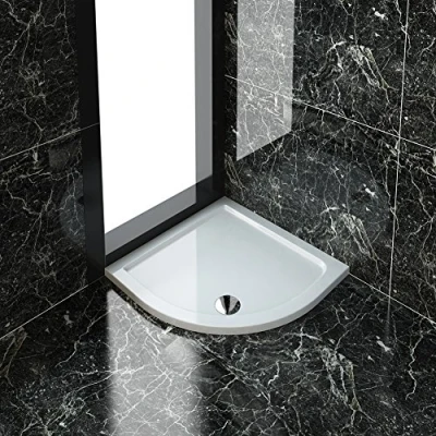 Image of ELEGANT 800 x 40 mm Quadrant Stone Tray for Bathroom Shower Enclosure Corner Glass Door and Waste Trap