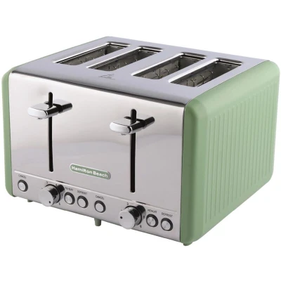 Image of Hamilton Beach Toaster 4 Slice, Harmony, 1850W, 6 Browning Controls, Defrost, Reheat &amp; Cancel Settings, Removable Crumb Tray, High Lift Eject, Matcha HBT018M
