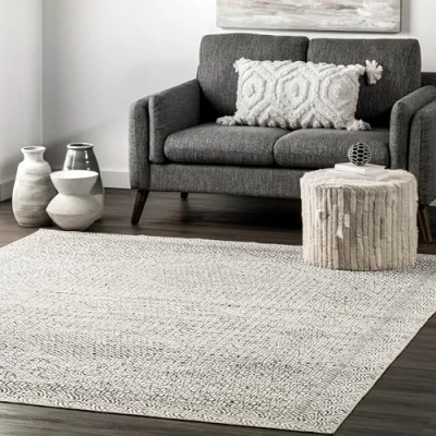 Image of nuLOOM 4&#039; x 6&#039; SpinClean Machine Washable Stain Resistant Area Rug with Non Slip Backing, Low Profile for Living Room, Bedroom, and Dining Hart Grey