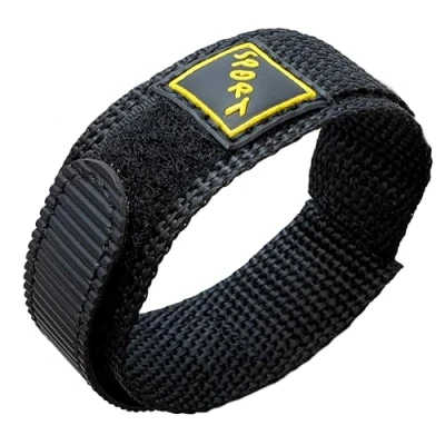 Image of Talk Time Wrap Around Hook &amp; Loop Sports Nylon Watch Strap Black 14mm