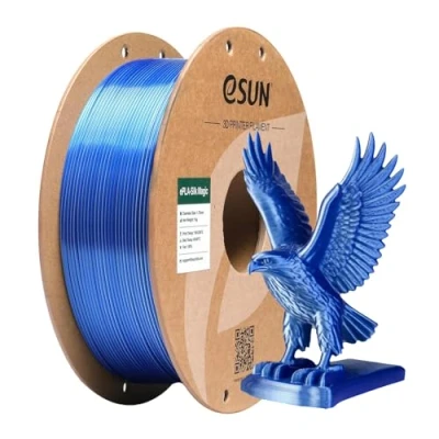 Image of eSUN Silk Dual Color PLA Filament 1.75mm, Co Extrusion Magic 3D Printing Filament, Gradient Changing 1KG Spool (2.2 LBS) for Printers, Blue Silver