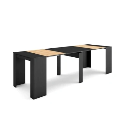 Image of Skraut Home Extendable Console table Folding Dining 260 For 12 diners Modern Style Black and Oak