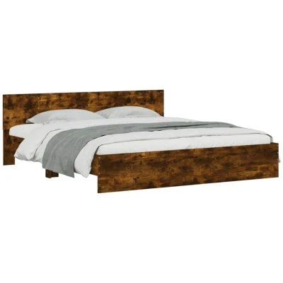Image of vidaXL Bed Frame with LED without Mattress Smoked Oak 200x200 cm