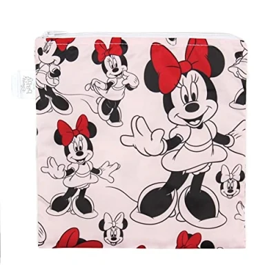Image of Bumkins Sandwich/Snack Bag, Disney Reusable, Washable, Food Safe, BPA Free, Minnie Mouse, 7 x