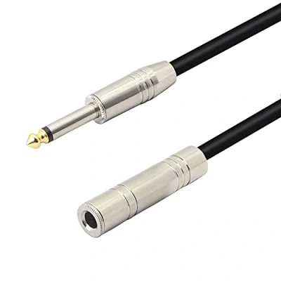 Image of PNGKNYOCN 1/4&quot; Mono Male to Female Audio Extension Cable 6.35mm TS Guitar for Amplifiers, Instruments, and Microphone（55cm）