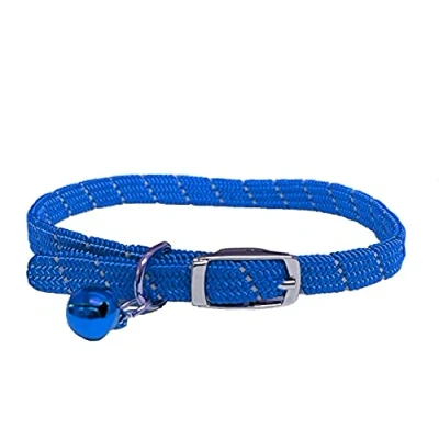 Image of Cat/Kitten Reflective Softweave Collar with Safety Elastic &amp; Bell Release (Blue)