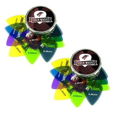 Image of Guitar Picks with Storage Tin 24 Gel Plectrums 0.46mm TIGER GAC46