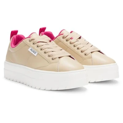 Image of HUGO Lyssa Trainers, Women&#039;s, Size: 5, Open beige High quality imitation leather