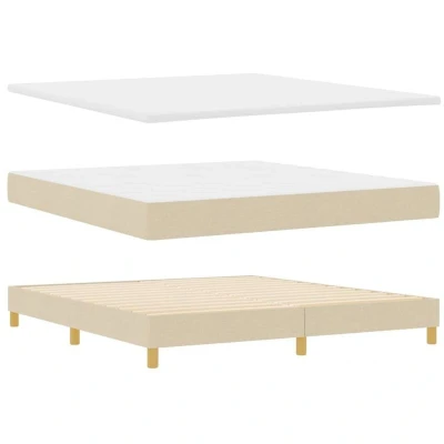 Image of Box Spring Bed with Mattress Cream 180x200 cm Fabric Vidaxl